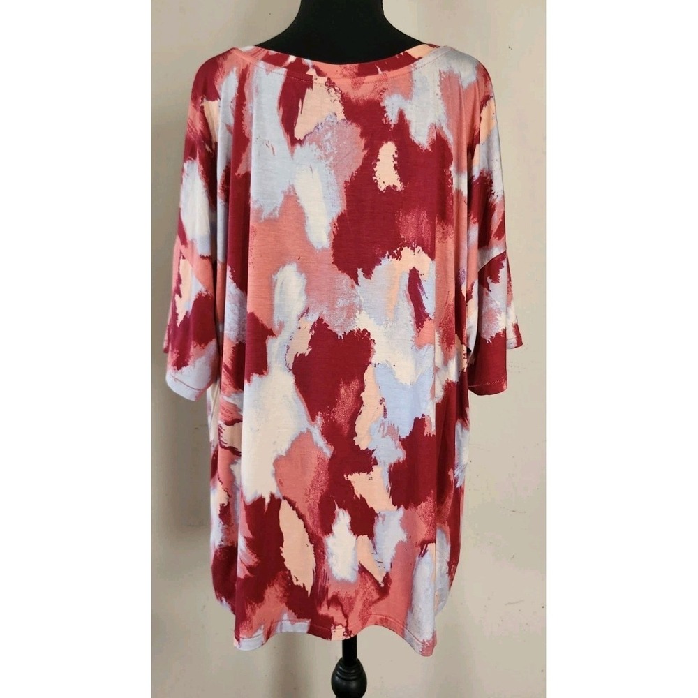 Womens Zuda Plus 2X Rayon Abstract V Neck Tee Shirt Top Athleisure Wear - Picture 4 of 5